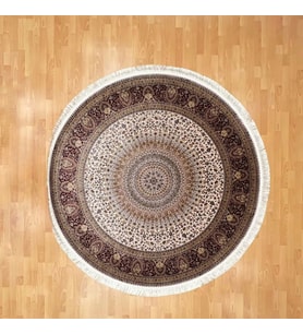 Tebriz Desenli 200 x 200 Yuvarlak İpek Halı