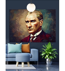 Mustafa Kemal Atatürk Portresi Dekoratif Kanvas - Mdf Ahşap Tablo