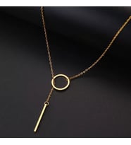 Kişiye Özel 925 Ayar Gümüş İç İçe Halka Bar Çubuk Kolye (Gold)