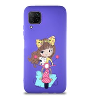 Huawei P40 Lite Soft Premier Kapak Vespagirl Tasarımlı Silikon Kılıf - Mor (Şeffaf)