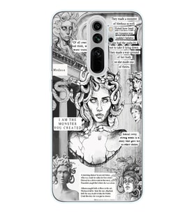 Redmi Note 8 Pro Uyumlu Medusa Kolaj Tasarımlı Şeffaf Telefon Kılıfı
