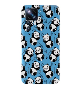 Xiaomi Mi 12T Pro Uyumlu Lansman Kılıf Panda Tasarımlı İçi Kadife Kapak-Mavi (Şeffaf)