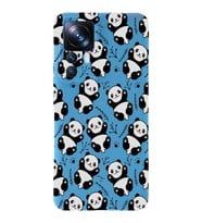 Xiaomi Mi 12T Pro Uyumlu Lansman Kılıf Panda Tasarımlı İçi Kadife Kapak-Mavi (Şeffaf)