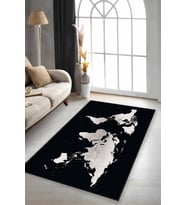 Silver Dünya Haritası Kaymaz Tabanlı Dekoratif Halı AR225 - 100 x 160 cm