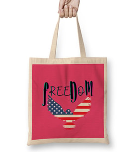 FREEDOM İndependence Day 4th Of July Gift Bez Çanta Uzun Saplı