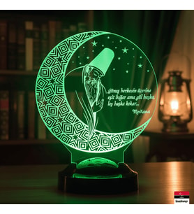 Love Lamp Mevlana Kişiye Özel Dini Tasavvuf Konsept Hediye 3 Boyutlu Led Lamba
