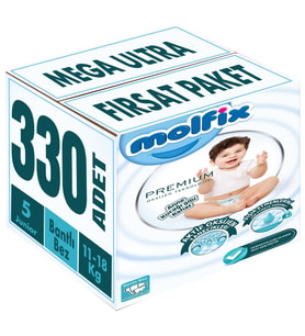 Molfix Premium Bebek Bezi Beden:5 (11-18KG) Junior 330 Adet Mega Ultra Fırsat Pk