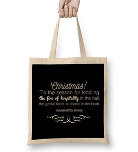 Christmas Hospitality Washington Irving Quote Bez Çanta Uzun Saplı