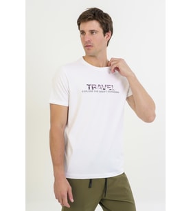 Maraton Regular Erkek Bisiklet Yaka Beyaz T-shirt