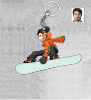 Kişiye Özel Sprocu Snowboardcu Erkek Ahşap Anahtarlık-1
