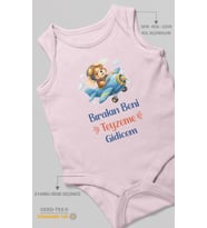 Bırakın beni teyzeme gideceğim Sıfır Kollu Bebek Zıbını %100 Pamuk
