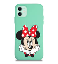 Apple iPhone 11 Uyumlu Lansman Kılıf Minnie Mouse Tasarımlı Altı Kapalı İçi Kadife Kaplı  Kapak (Şeffaf)