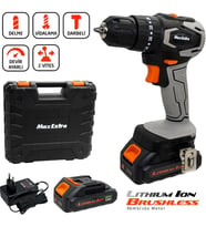 Max Extra MX1830 Çift Akülü 1.5 Ah Darbeli Matkap (Turuncu)