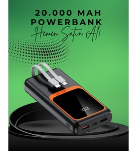 20000 Mah Taşınabilir Çok Kablolu, Hızlı Şarj Destekli (22.5W)