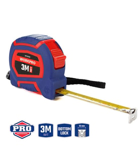 WORKPRO WP261008 3Mx16mm/10Ft. Naylon Kaplama Sarı Çelik Şerit Metre