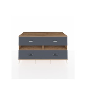 Kronos Konsol 2 Raflı 4 Çekmeceli  176x59x99 Çam-Çam/Antrasit