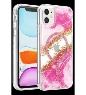 Onegif iPhone 11 Lotus Simli Magsafe Kapak - Pembe