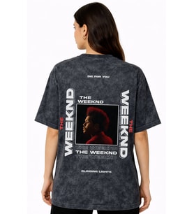 The Weeknd Rapper Şarkıcı Sırt Baskılı Unisex Oversize Eskitme Yıkamalı Tişört