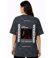 The Weeknd Rapper Şarkıcı Sırt Baskılı Unisex Oversize Eskitme Yıkamalı Tişört