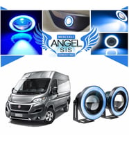 Fiat Ducato Uyumlu, Universal Mercekli Led Angel Sis Farı, 76mm Buz Mavi Renk