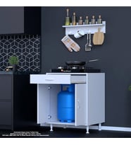 Modilayn Set Altı Dolap Mutfak Dolabı Çekmeceli Dolap 2 kapaklı Cok Amaclı Dolap (Beyaz)
