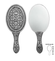 Gümüş Papatya Gül Motifli El Aynası