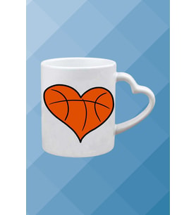 Basketboll Temalı Basket Sever Kalpli Kulp Kupa Bardak Çay Kahve Fincanı-7