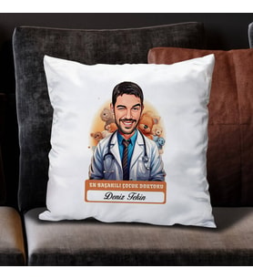 Kişiye Özel Hediye Karikatürlü En Yakışıklı Çocuk Doktoru Yastık