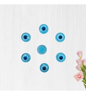 Plastik Yarım Nazar Boncuğu, 8mm x 50 Adet - Mavi (STD)
