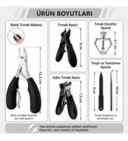 Valkyrie 6 Parça Batık Tırnak Makası Seti Profesyonel Pedikür Manikür Bakım Seti B5pp
