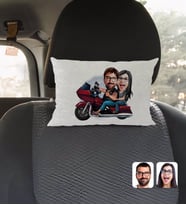 BK Gift Kişiye Özel Sevgililer Karikatürlü Dikdörtgen Araç Koltuk Yastığı-103