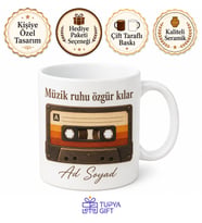 Kaset Tasarımlı Retro Baskılı Kupa Bardak Nostaljik Hediye