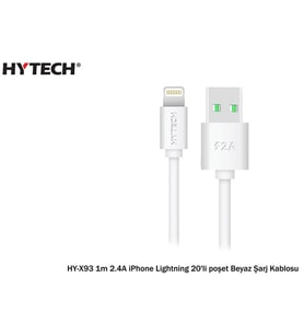Hytech HY-X93 1m 2.A iPhone Lightning Beyaz Şarj Kablosu