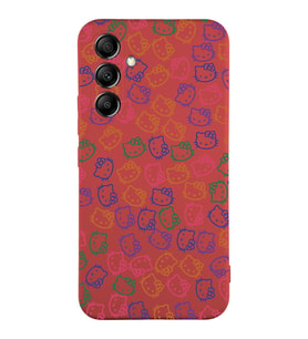 Samsung Galaxy A34 Uyumlu Lansman Kılıf Hello Kitty Tasarımlı İçi Kadife Kapak-Kırmızı (Şeffaf)