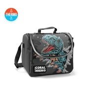 Coral High Kids Koyu Gri Siyah Dinazor Desenli Thermo Beslenme Çantası 22747