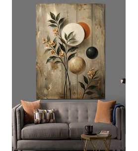 Modern Geometrik Bitki Ve Formlar Dekoratif Kanvas - Mdf Ahşap Tablo