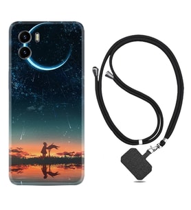 Vivo Y15S Y32 Y33S Y51 Y53S Kılıf Boyun Askılı Silikon Ay ve Kız 1720