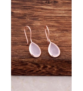 Pembe Kuvars Taşlı Rose 925 Ayar Gümüş Küpe 4539