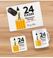 BK Gift Kişiye Özel İsimli Öğretmenler Günü Tasarımlı Kupa, Bardak Altlığı ve Mousepad Hediye Seti - 8, Öğretmene Hediye, Öğretmenler Günü