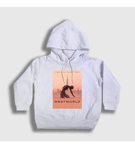 Presmono Unisex Çocuk Beyaz Free Will Westworld Kapüşonlu Sweatshirt 223230tt
