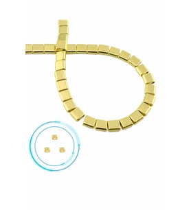 Hematit Doğal Taş Parlak Sarı Kare Kesim Çift Delik 6x6mm Dizi [AA]