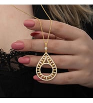 Gold Çeyrek Altın TakılabilenZirkon Taşlı 925 Ayar Gümüş Kadın Kolye