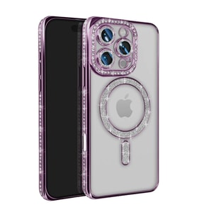 Apple İphone 16 Pro Max Kılıf Joke Simli Magneticsafe Kılıf - Derin Mor