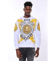 Beyaz Baskılı Ve Taşlı Bisiklet Yaka Sweatshirt - Wessi