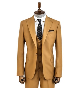 Desensiz Slim Fit Taba Erkek Takım Elbise - Wessi