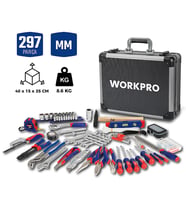 WORKPRO WP209100 297 Parça CR-V Profesyonel El Aleti Tamir Seti Tamir Bakım Çantası