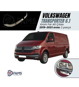 Vw T6.1 Transporter 2019-2023 Arası Krom Far Alt Çıtası 2 Parça Paslanmaz Çelik