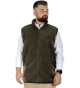 Mode XL Erkek Polar Yelek Dik Yaka Fermuarlı 22549 Haki