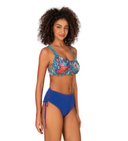 Endeep Kadın Büyük Beden Balenli Destekli Bağlama Detaylı Mavi Desenli Bikini Takımı