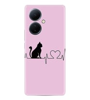 Vivo V29 Lite Kılıf Resimli Desenli Baskılı Silikon Pink Cat Heart 1303